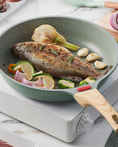 Non-stick maifan stone frying pan with wooden handle