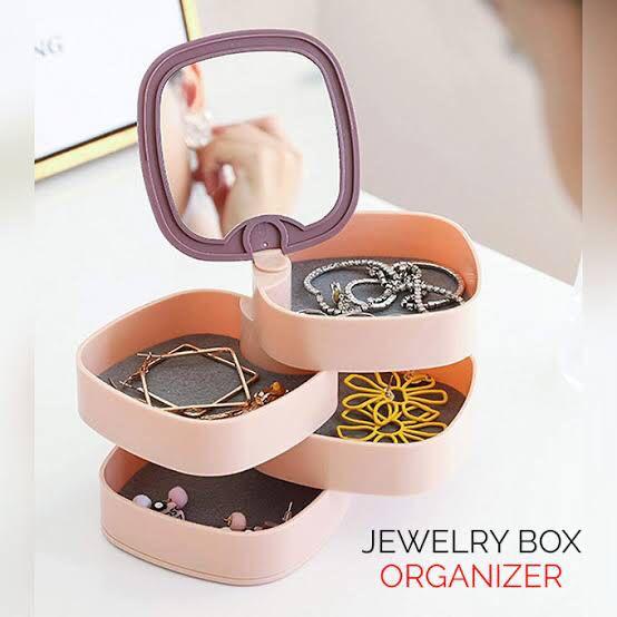 Jewelry Organizer Case 360 Degree Round Rotating Jewelry Storage Box